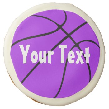 Purple Basketball Custom Team Name Party / Banquet Sugar Cookie by SoccerMomsDepot at Zazzle