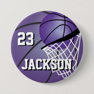 Purple Basketball Design   Personalize Button