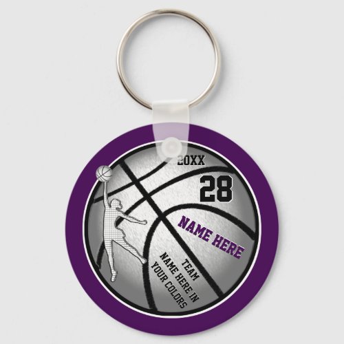 Purple Basketball Gifts for Girls Basketball Team Keychain