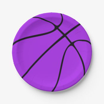 Purple Basketball Paper Plates by SoccerMomsDepot at Zazzle