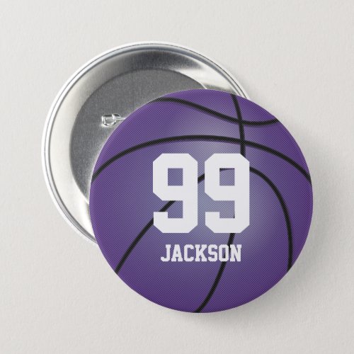 Purple Basketball  Personalize  Button