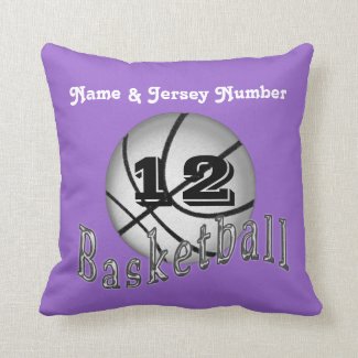Purple Basketball Pillow with Your NAME and NUMBER