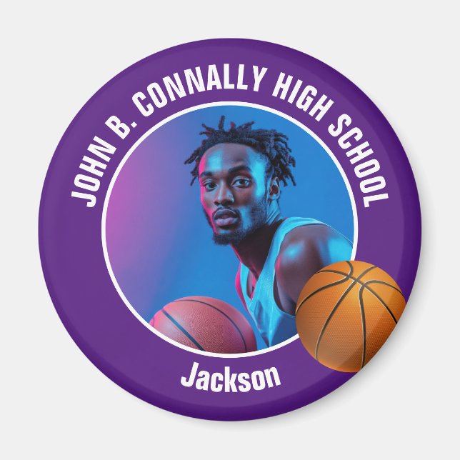 Purple Basketball Player High School Photo Magnet (Front)