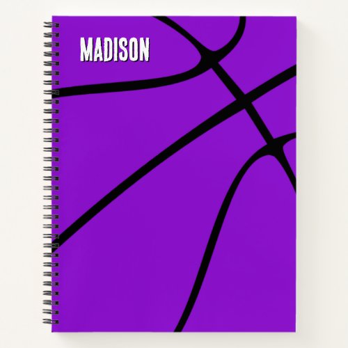 Purple Basketball Player Name  Text Custom Sports Notebook