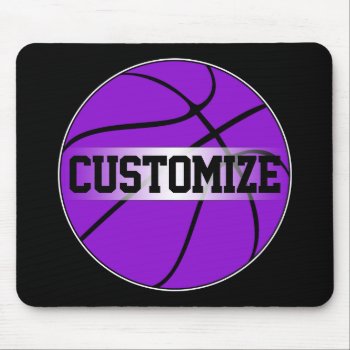 Purple Basketball Player Or Coach Custom Team Name Mouse Pad by SoccerMomsDepot at Zazzle