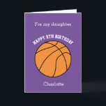 Purple Basketball Sport 9th Birthday Card<br><div class="desc">A purple personalized basketball 9th birthday card for daughter, granddaughter, sister, etc. You will be able to easily personalize the front with the birthday recipient's name. The inside reads a birthday message, which you can easily edit as well. You can personalize the back of this basketball birthday card with the...</div>