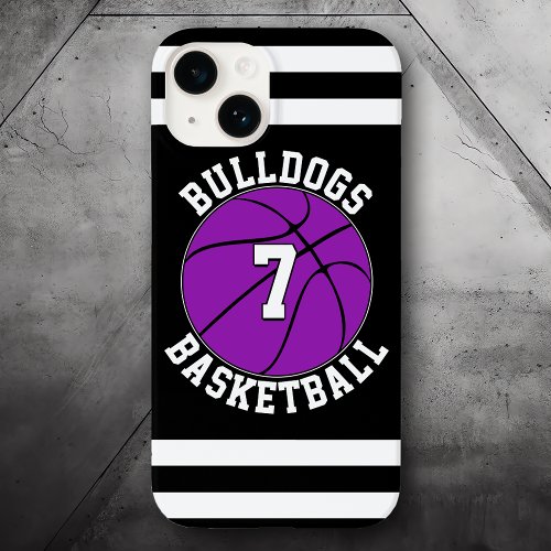 Purple Basketball Team Name Player Number Custom Case_Mate iPhone 14 Case