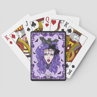 Purple Bat Girl Playing Cards