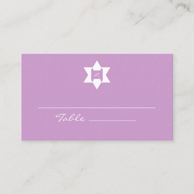Purple Bat Mitzvah Place Cards (Front)