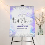 Purple Bat Mitzvah Watercolor Silver Foil Welcome Foam Board<br><div class="desc">Proudly welcome every guest of your daughter’s Bat Mitzvah party! Display this stunning, modern, stylish, sophisticated personalized vertical foam core poster board to add to her special day. A sparkly silver faux foil Star of David and tiny confetti glitter dots plus modern handwritten script overlay a soft purple watercolor background....</div>