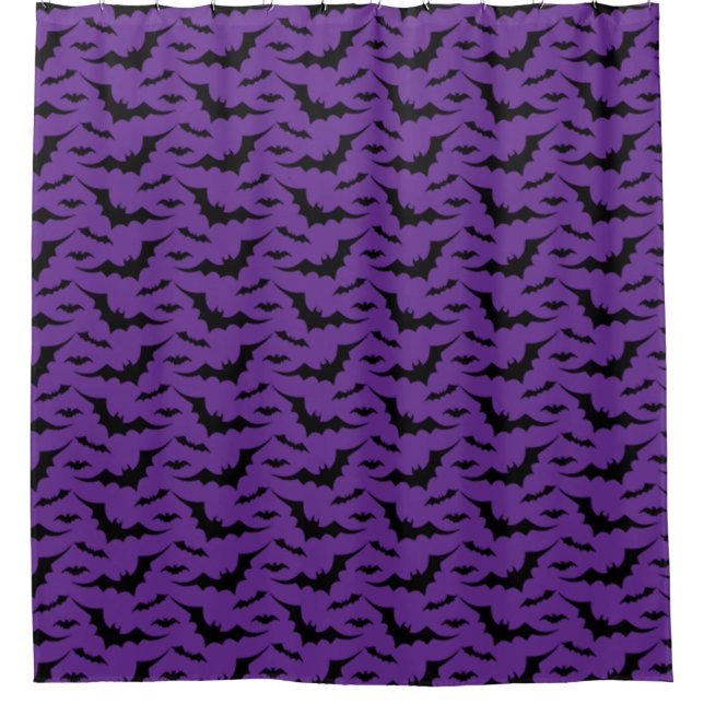 Purple Bat Pattern Shower Curtain (Front)