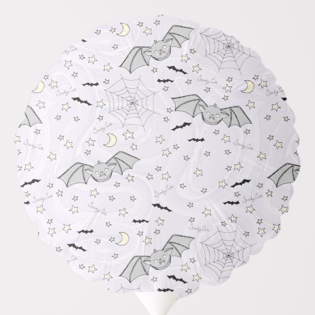 Purple Batty, Stars & Moons Spooky Cute Balloon (Front)