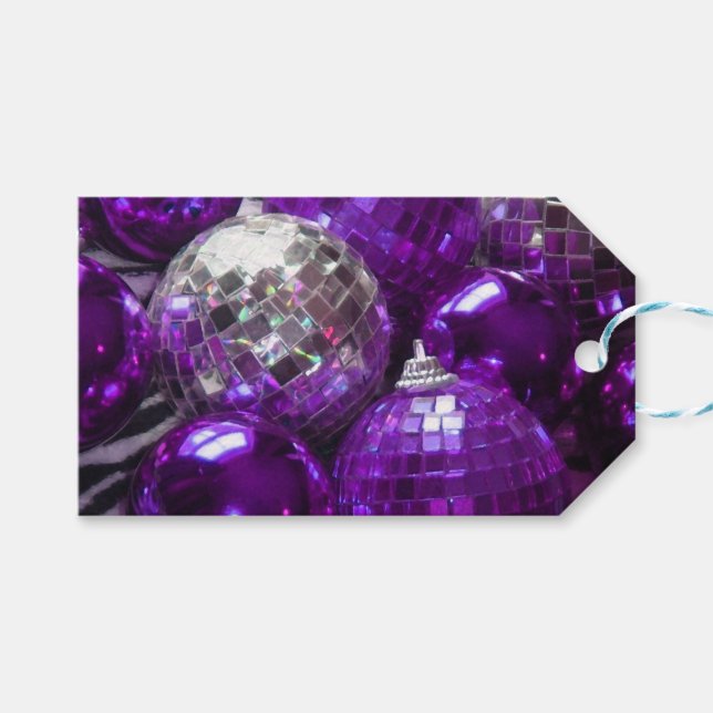 Purple Baubles gift tags (Front (Horizontal))