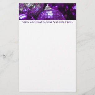 Purple Baubles header stationery purple text