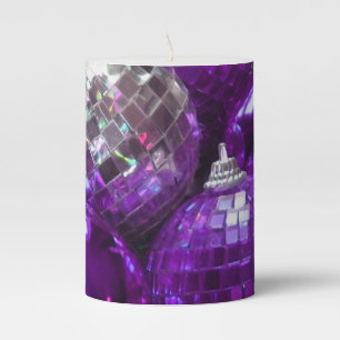 Purple Baubles pillar candle