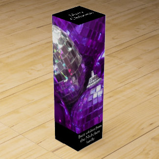 Purple Baubles Text wine gift box black