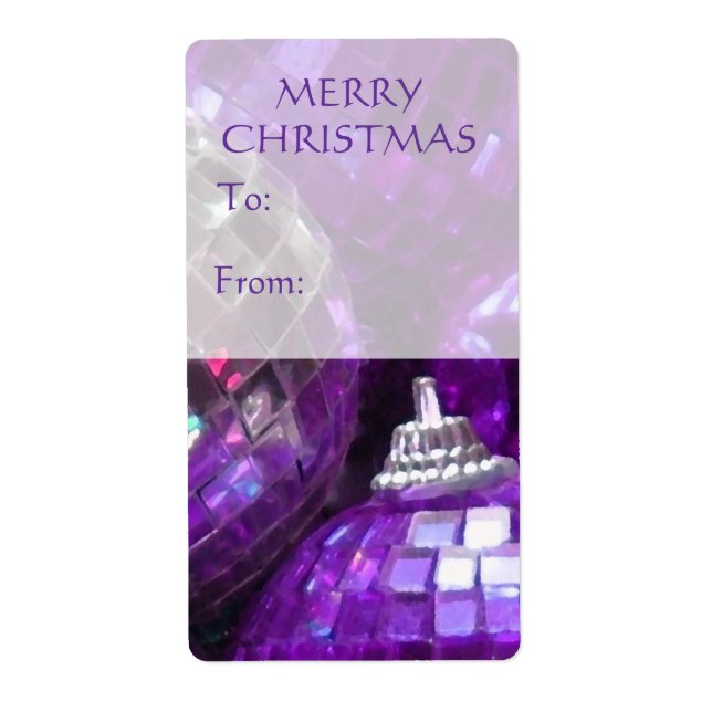 Purple Baubles 'To...From'  gift tag portrait (Front)