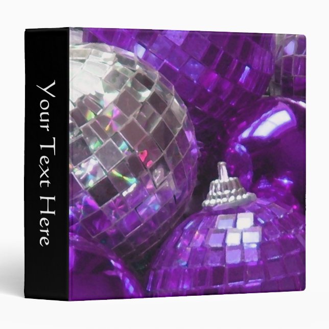 Purple Baubles 'Your Text' binder black (Front/Spine)