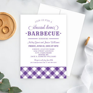 Purple BBQ Wedding Rehearsal Dinner Barbecue Invitation