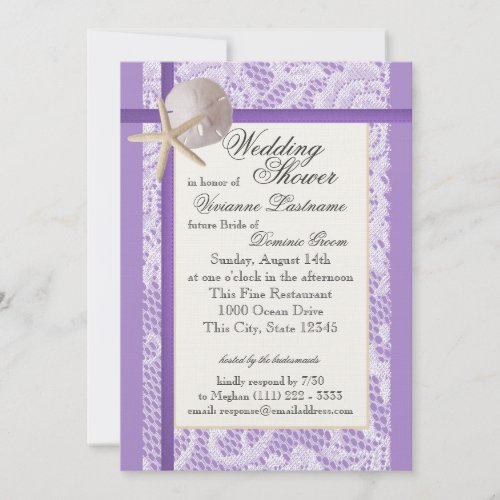 Purple Beach Bridal Shower Invitation