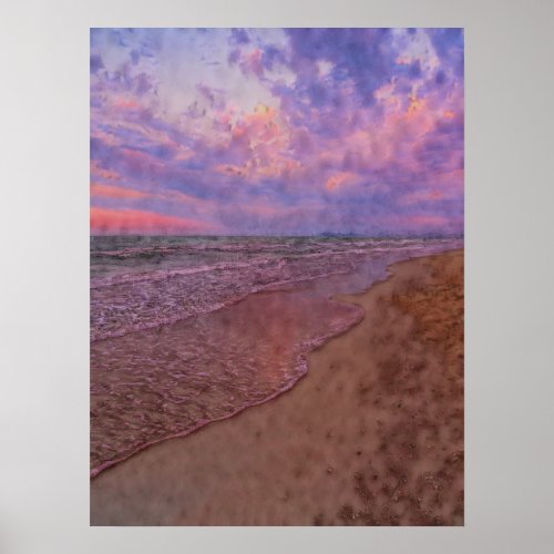Purple beach _ in style of Claude Monet Poster