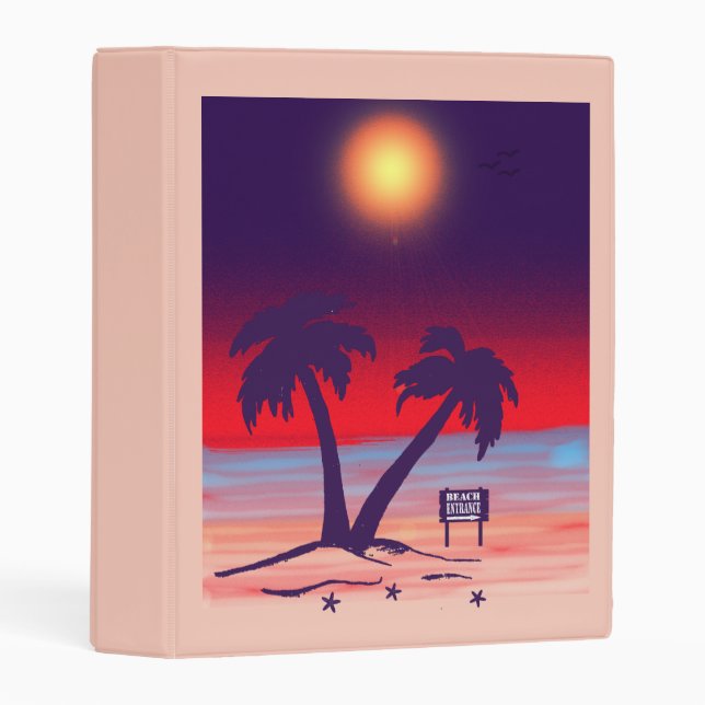 Purple Beach Palm Trees Mini Binder (Front/Spine)