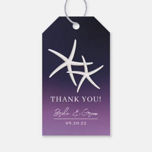 Purple Beach Starfish Wedding Favor Thank You Gift Tags