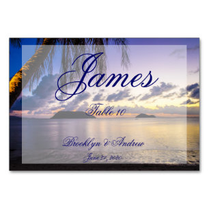 Purple Beach Wedding Place Cards Table Cards