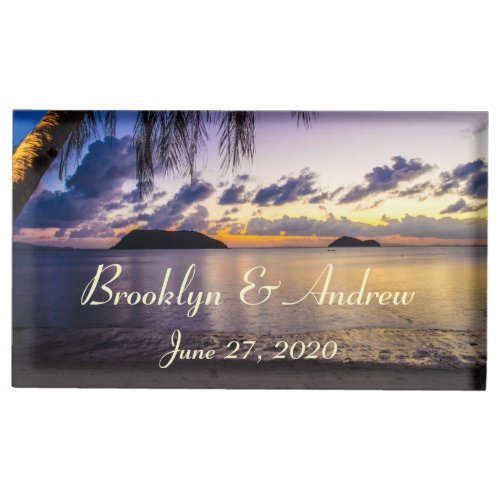 Purple Beach Wedding Table Card Holders