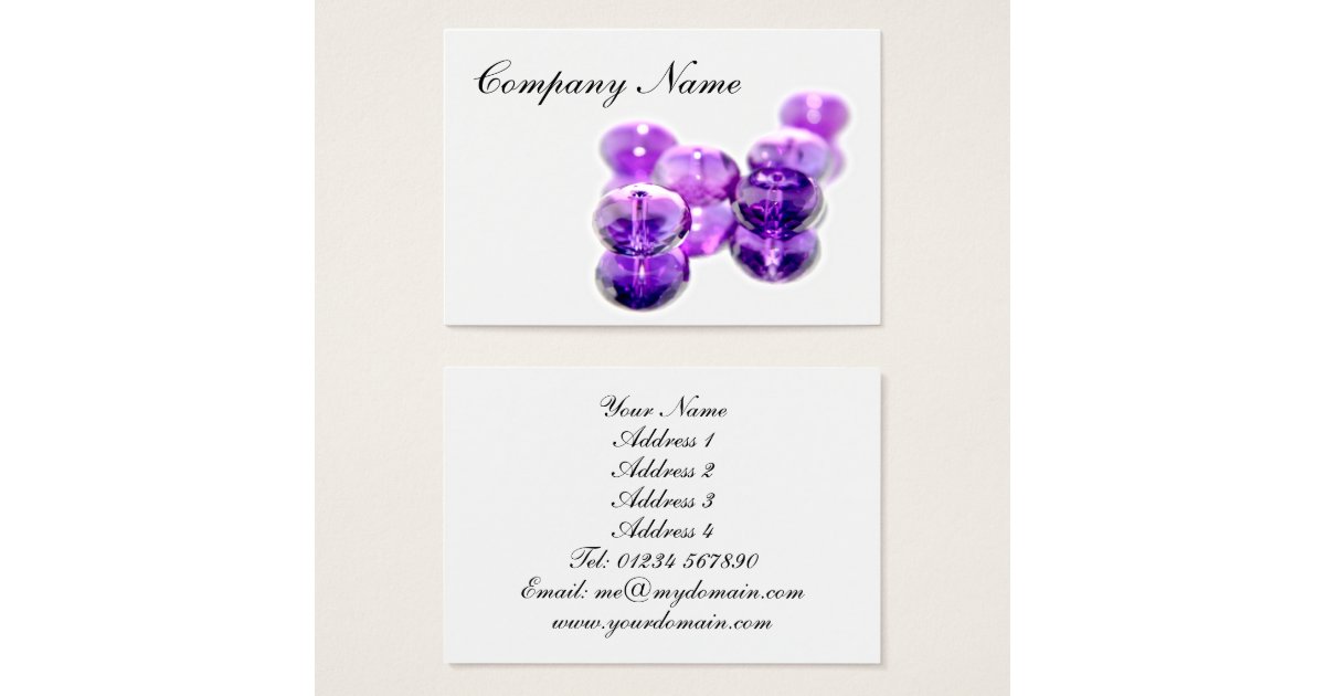 Purple Bead business cards Zazzle