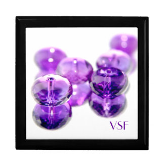 Purple Beads initial keepsake jewelry gift box