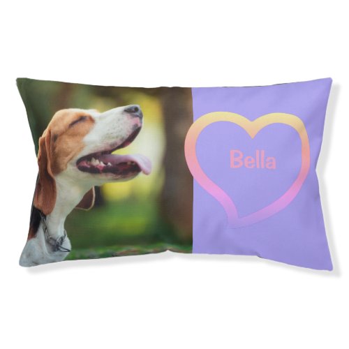 Purple Beagle Dog Rainbow Colored Love Heart Photo Pet Bed