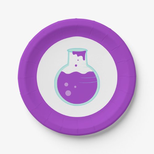 Purple Beaker Science Party Paper Plates