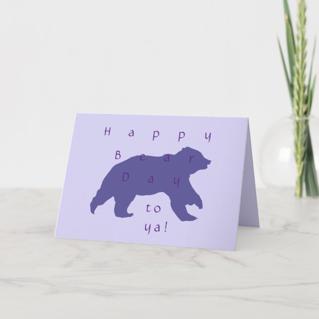 Purple Bear Silhouette Greeting Card (Front)