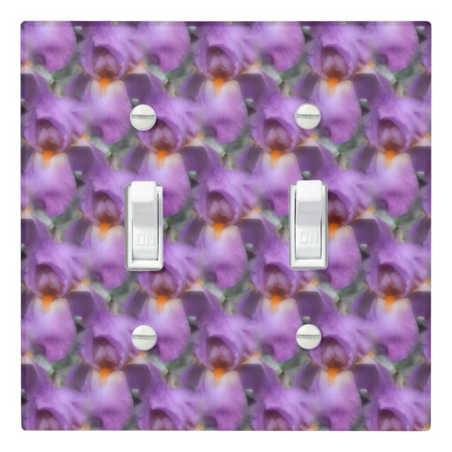 Purple Bearded Iris Floral Pattern   Light Switch Cover (In Situ)