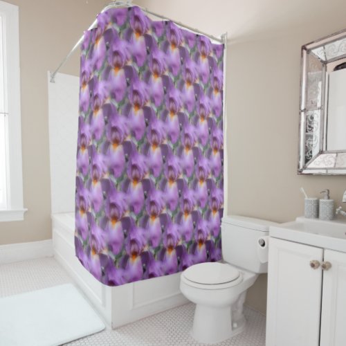 Purple Bearded Iris Flower Nature Pattern Shower Curtain