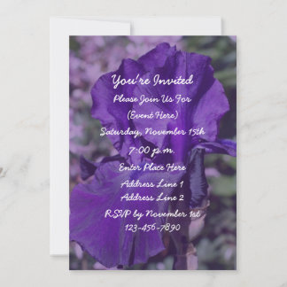Purple Bearded Iris Flower Party Invitation