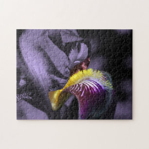 Purple Bearded Iris Flower Petal  Jigsaw Puzzle
