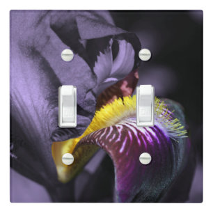 Purple Bearded Iris Flower Petal Light Switch Cover