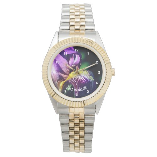 Purple Bearded Iris Flower Petal Personalized  Watch