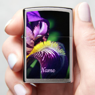 Purple Bearded Iris Flower Petal Personalized Zippo Lighter