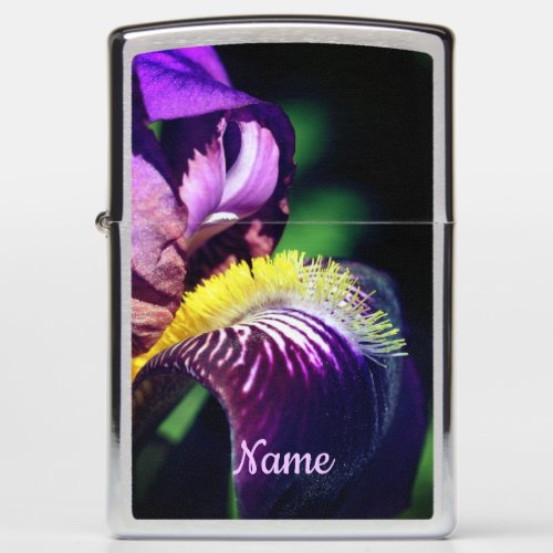 Purple Bearded Iris Flower Petal Personalized Zippo Lighter