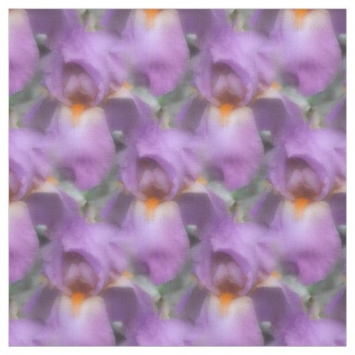 Purple Bearded Iris Flowers Nature Pattern Fabric