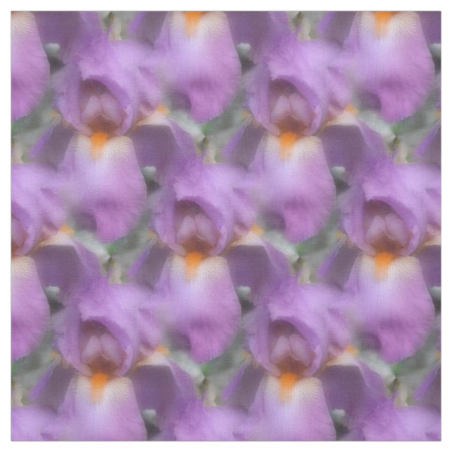 Purple Bearded Iris Flowers Nature Pattern Fabric (Swatch)
