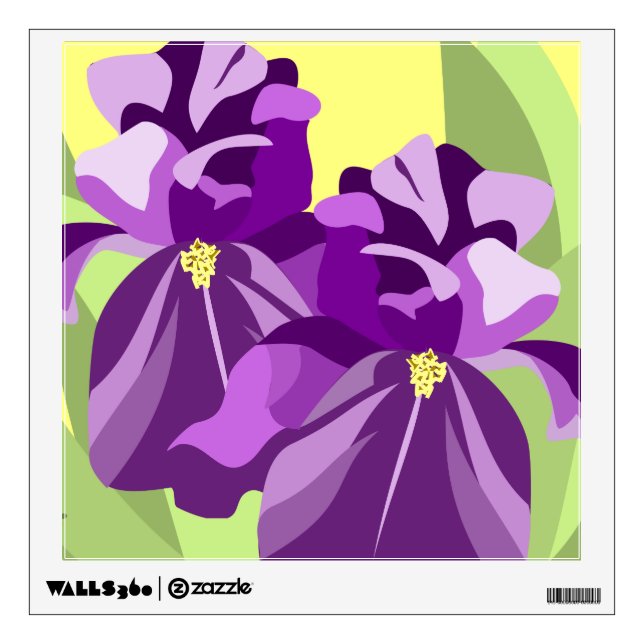 Purple Bearded Iris Flowers Wall Sticker (Front)