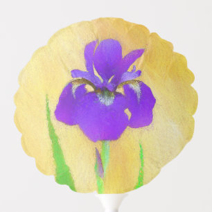 Purple Bearded Iris Painting - Cute Original Dog A Balloon