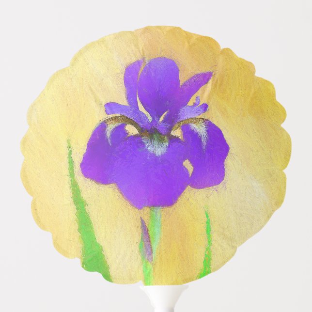 Purple Bearded Iris Painting - Cute Original Dog A Balloon (Front)