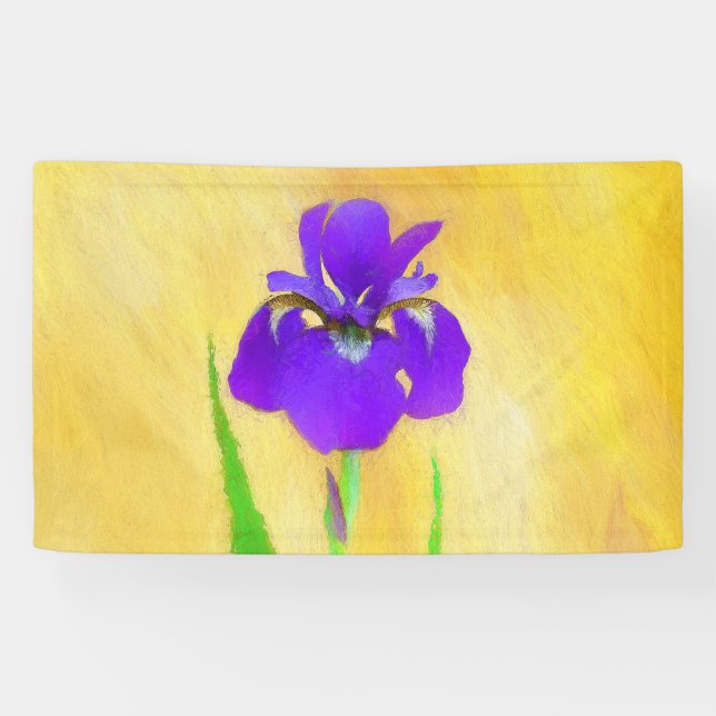 Purple Bearded Iris Painting - Cute Original Dog A Banner (Horizontal)