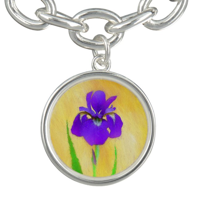 Purple Bearded Iris Painting - Cute Original Dog A Bracelet (Design)