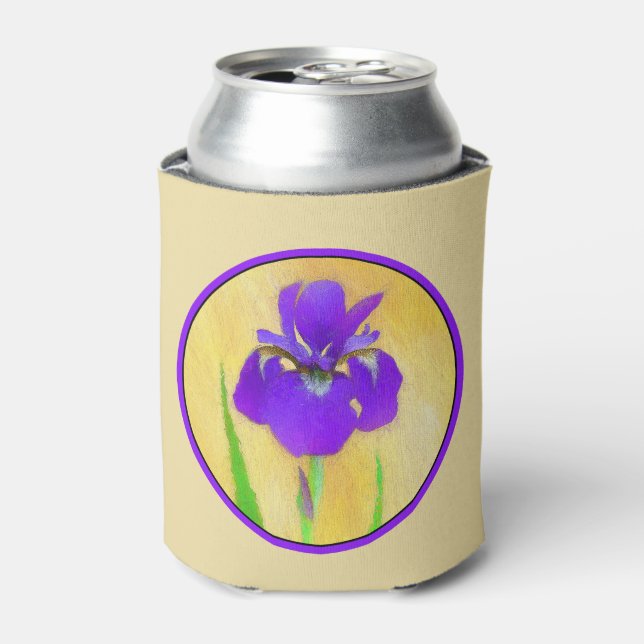 Purple Bearded Iris Painting - Cute Original Dog A Can Cooler (Can Front)